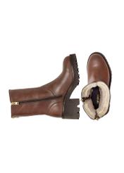 Brown insulated leather women's ankle boots BUTYD-1133-89(Z24)-07