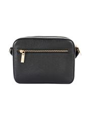 Women's leather black messenger bag TORES-1155-99(Z25) - product view from the back on a white background.
