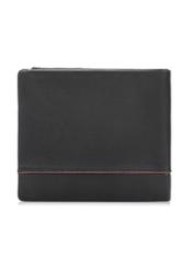 Black small leather men's wallet PORMS-0696-9J(W26), product view from the back on a white background.