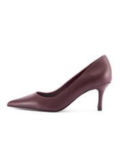 Women's burgundy leather pumps BUTYD-1031-49(Z25) - side view of the product on a white background.