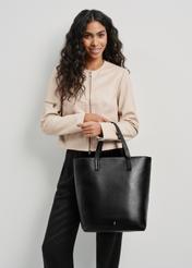 Black leather shopper bag TORES-0850A-99(W24)-07