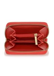 Women's small red wallet with strap POREC-0324-41(W23)-04