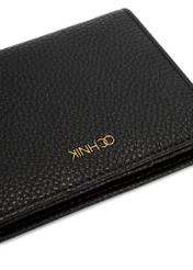 Small black women's wallet POREC-0415-99(W26), close-up of the product detail on a white background.