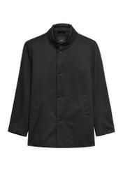 Men's long black jacket KURMT-0426-99(Z26), front product view on white background.