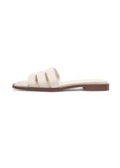 Women's cream leather flip-flops BUTYD-1224-0B(W26)