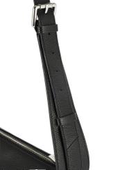 Women's black leather messenger bag TORES-1199-99(Z25), close-up of product detail, view on white background.
