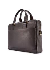 Brown leather men's briefcase TORMS-0503-1I(W26) - product view slightly diagonal, on a white background.