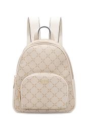 Cream women's backpack with monogram TOREC-1026-0P(W26), front product view on white background.