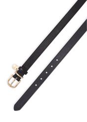 Women's black leather belt PASDS-0275-9I(Z26), top view of the product on a white background.