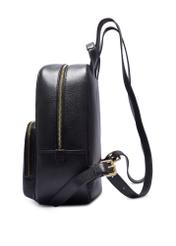 Women's leather backpack in black color TORES-1276-9I(W26), side view of the product on a white background.