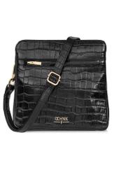 Black leather women's croco handbag TORES-0973-97(W24)-01
