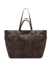 Brown suede women's bag TORES-1187-89(Z25), product view from the back on a white background.