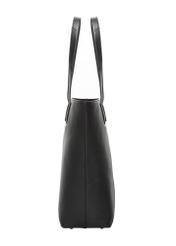 Black leather shopper bag TORES-1312-99(Z26), side view of the product on a white background.
