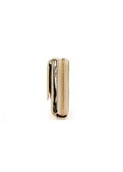 Small leather cream women's croco wallet PORES-0957-12(W25) side view on white background.