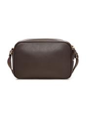 Brown women's handbag with monogram TOREC-1290-1I(Z26), product view from the back on a white background.