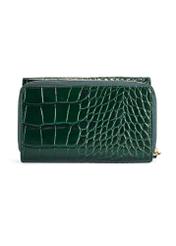 Dark green croco women's wallet PORES-0951-51(W25) - product view from the back on white background.