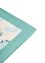 Women's scarf with blue flowers SZADT-0191-7B(W26), close-up of the product on a white background.