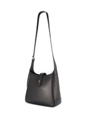 Black leather shoulder bag TORES-1211-9I(W26) - diagonal product view, on a white background.