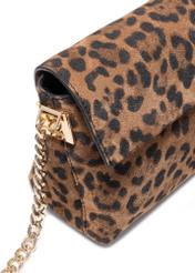 Women's leather handbag with leopard print TORES-1170-86(Z25), close-up of the product detail on a white background.