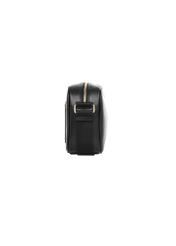 Black women's handbag with monogram TOREC-1290-9P(Z26), product view from the side on a white background.