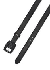 Black leather women's belt PASDS-0272-99(W26), product view from above on white background.