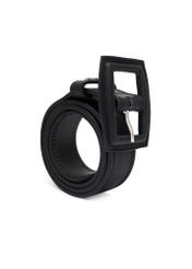 Black leather women's belt PASDS-0272-99(W26), diagonal product view on white background.