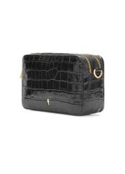 Small black leather croco handbag TORES-1231-9G(W26) - diagonal product view, on a white background.