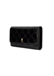 Black large women's wallet with monogram POREC-0421-98(Z25) - diagonal view of the product on a white background.