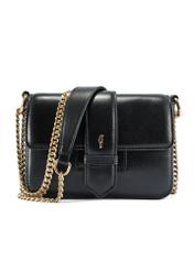 Black small leather handbag TORES-1150-99(Z25), product view from the front on a white background.