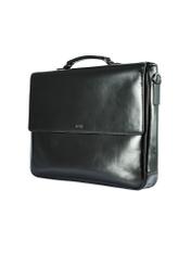 Black leather men's briefcase TORMS-0467-99(Z25) - diagonal product view on a white background.