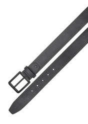 Men's black leather belt PASMS-0279-99(W26) - product view from above, on white background.