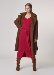 Women's long brown coat FUTDP-0010-89(Z21)-03