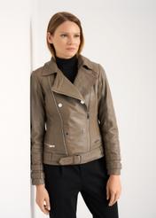 Women's double-breasted leather jacket KURDS-0382-1246(Z22)-03