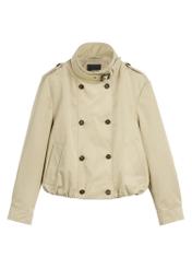 Beige women's short jacket KURDT-0657-1B(W26) - front product view, on white background.