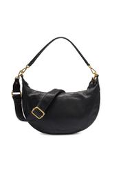 Black leather semi-circular women's handbag TORES-1336-9I(Z26), front product view on white background.