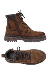 Brown leather men's ankle boots BUTYM-0423B-1I(Z26), top view of the product on a white background.