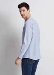 Men's blue collarless shirt KOSMT-0326-61(W24)-03
