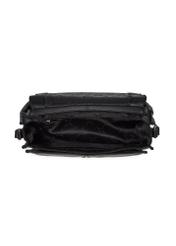 Black small leather handbag TORES-1351-99(Z26), top view of the product inside on a light background.