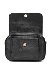 Black leather women's messenger bag TORES-1274-9I(W26), front product view on white background.