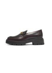 Women's burgundy leather loafers BUTYD-1190-4E(Z26), side view of the product on a white background.