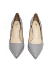 Women's gray leather pumps BUTYD-1031A-9B(Z26), front product view on white background.