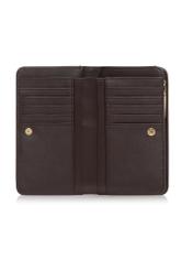 Brown women's croco wallet POREC-0353A-90(Z25) - view of the open product on a white background.
