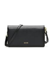 Black small clutch bag POREC-0427-99(Z25), product view from the front on a white background.
