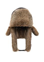 Black men's ushanka hat with natural fur CZAMF-0001-9J(Z26), front view of the product on a white background.