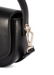 Small black women's messenger bag TOREC-1185-99(W26), close-up of the product detail on a white background.