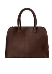 Brown suede handbag TORES-1191-89(Z25), product view from the back on a white background.