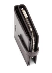 Black leather women's wallet PORES-0975-99(Z25), close-up of product detail, view on white background.