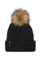 Black women's cap with pompom CZADT-0044-99(Z23)-02