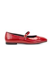 Red leather ballet flats with belt BUTYD-1145-4B(W26), side view of the product on a white background.
