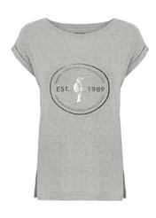 Women's elongated gray T-shirt TSHDT-0067-91(W21)-02